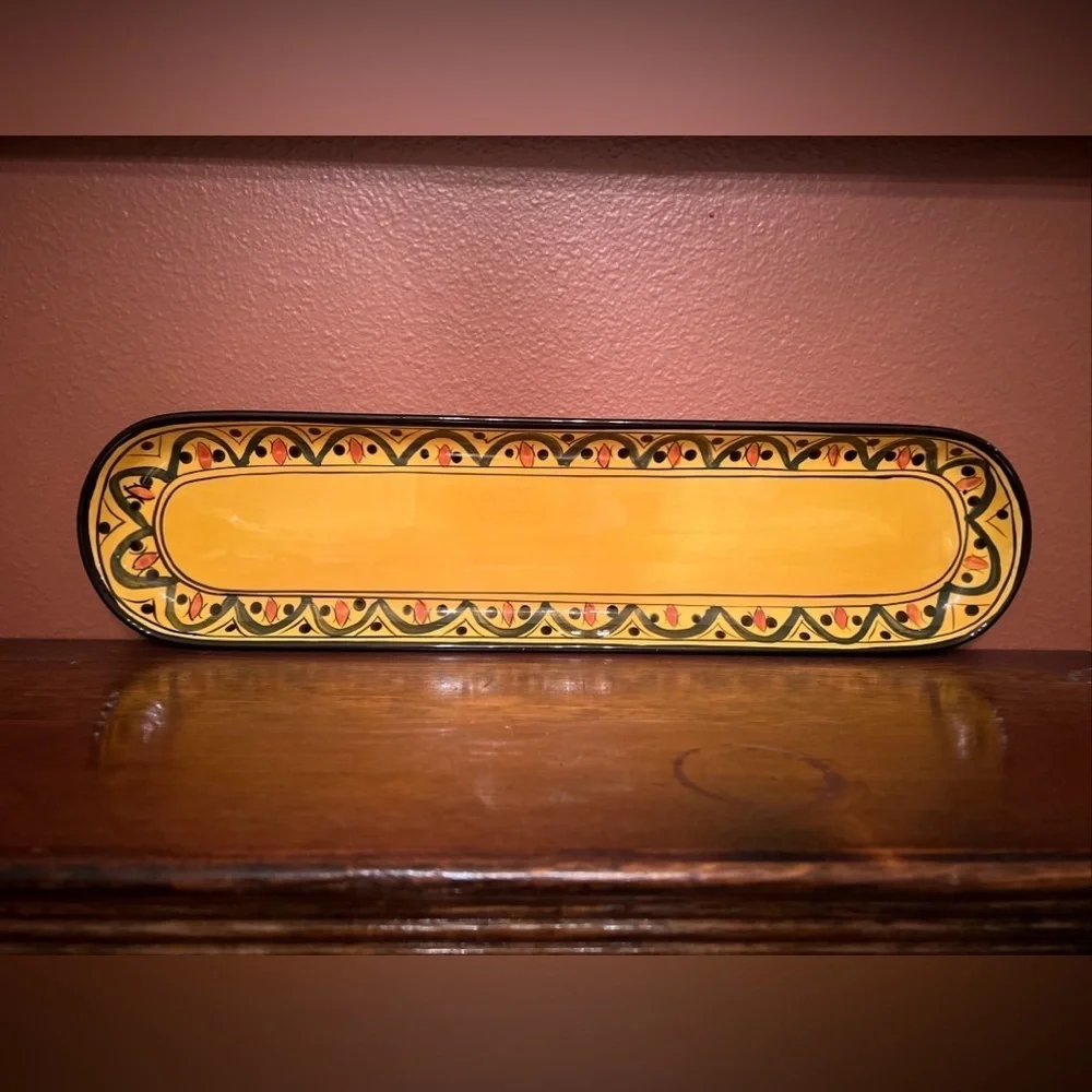 Pottery Barn Yellow & Black‎ Kasara Oval Platter Ceramic Tray